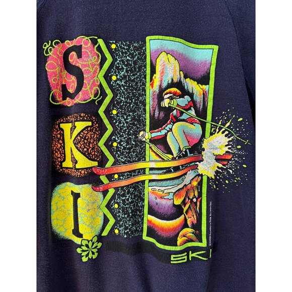 90s vintage navy blue outdoor winter sports skiing ski graphic pullover sweater - Picture 8 of 9